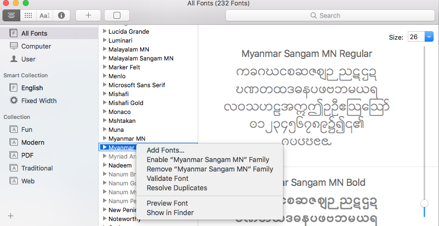 Myanmar Font For Mac Os X Yosemite